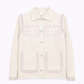 Gilet Nisani vaniglia con frange e ricami
