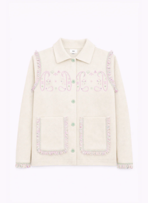 Gilet Nisani vaniglia con frange e ricami