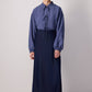 Gonna lunga in raso a linea A blu navy
