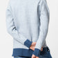 Maglione bicolore a coste con scollo a V