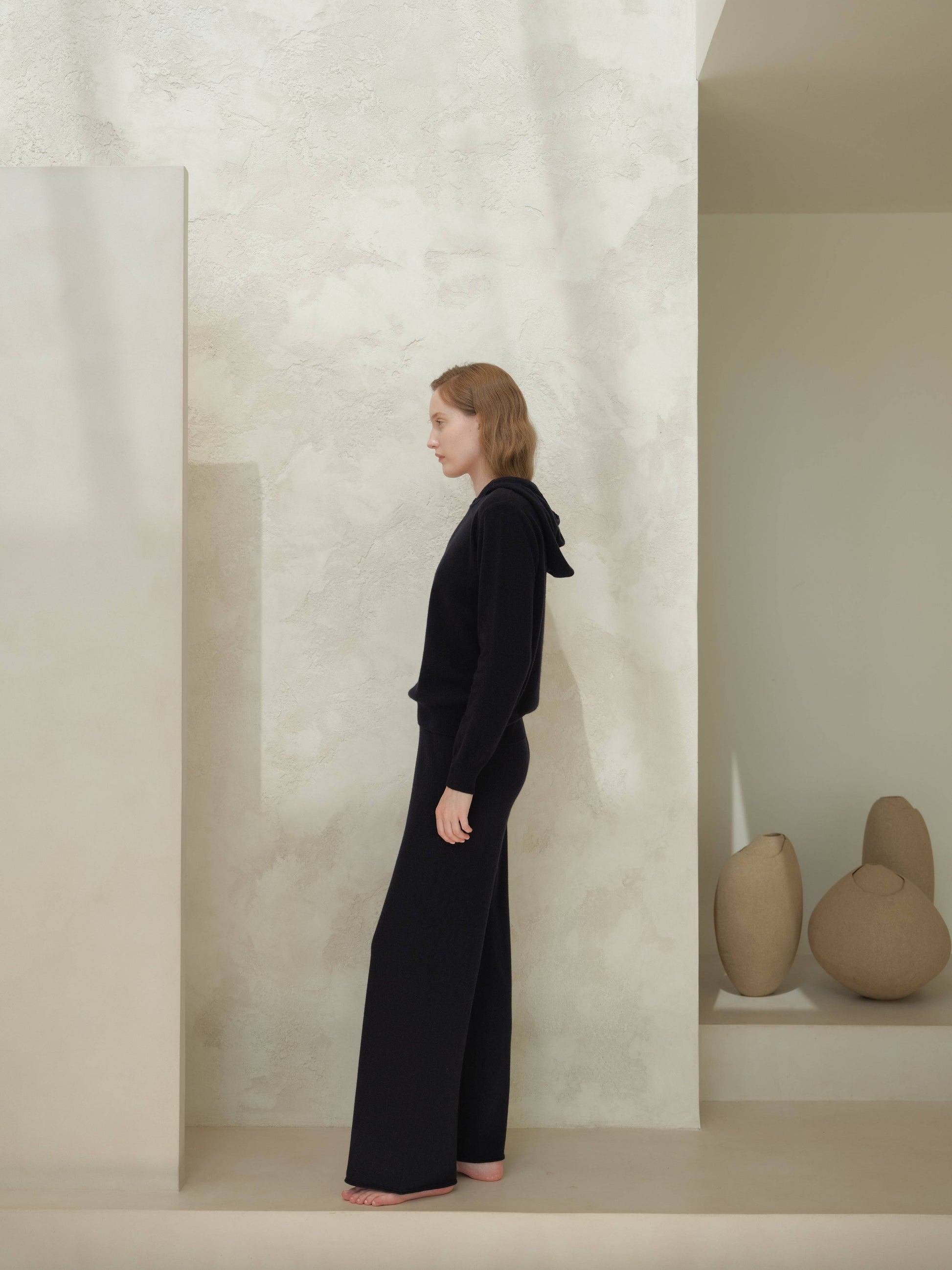 Felpa con cappuccio in maglia Cashmere Mix