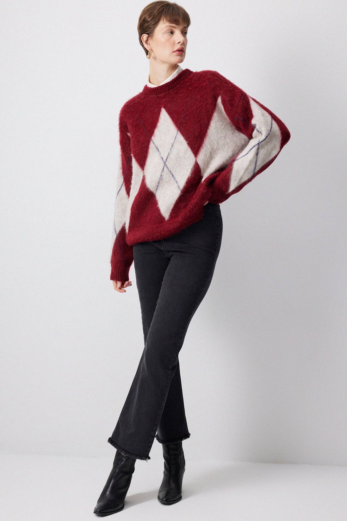 Maglione in maglia a rombi