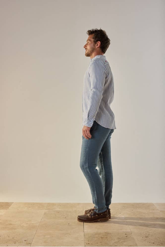 Pantaloni uomo in lino Souk Blueberry blu