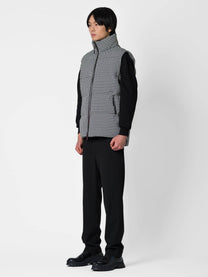 Gilet imbottito pied de poule con cappuccio staccabile