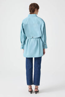 Camicia asimmetrica con cintura in misto cotone