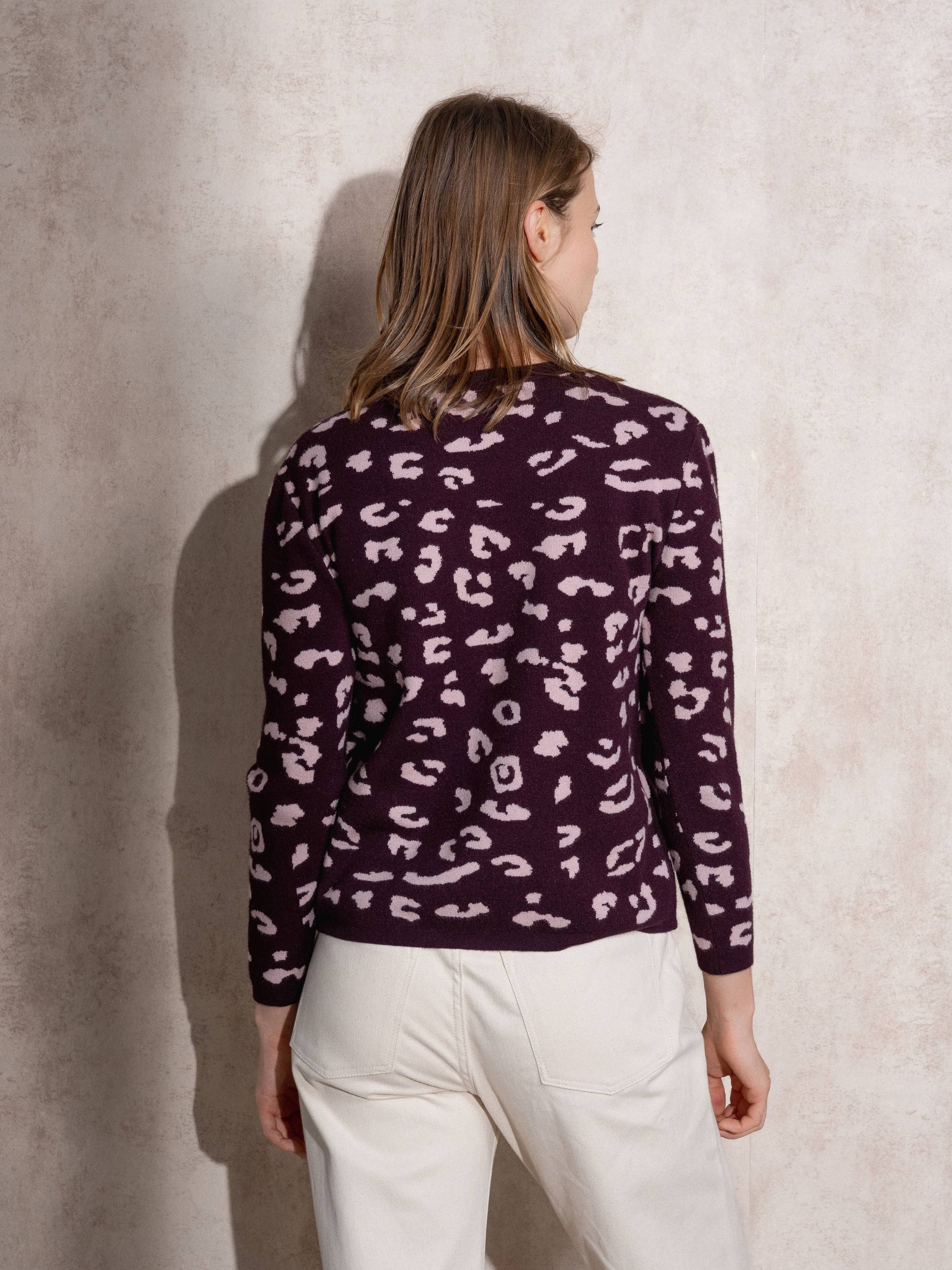 Cardigan jacquard animalier da donna