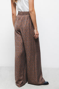 Pantaloni a gamba larga con stampa geometrica e coulisse