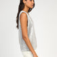 Top smanicato in maglia metallica madreperla