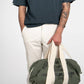 Borsa Aviator verde in cotone con patch e tracolla regolabile