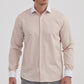 Camicia comfort a righe beige