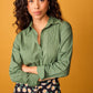 Camicia Rocio verde in cotone con pieghe