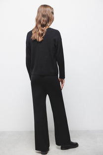 Pantaloni in maglia a coste a gamba dritta