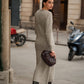 Abito lungo in maglia mélange effetto tweed