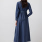 Abito camicia maxi in denim con cuciture a contrasto