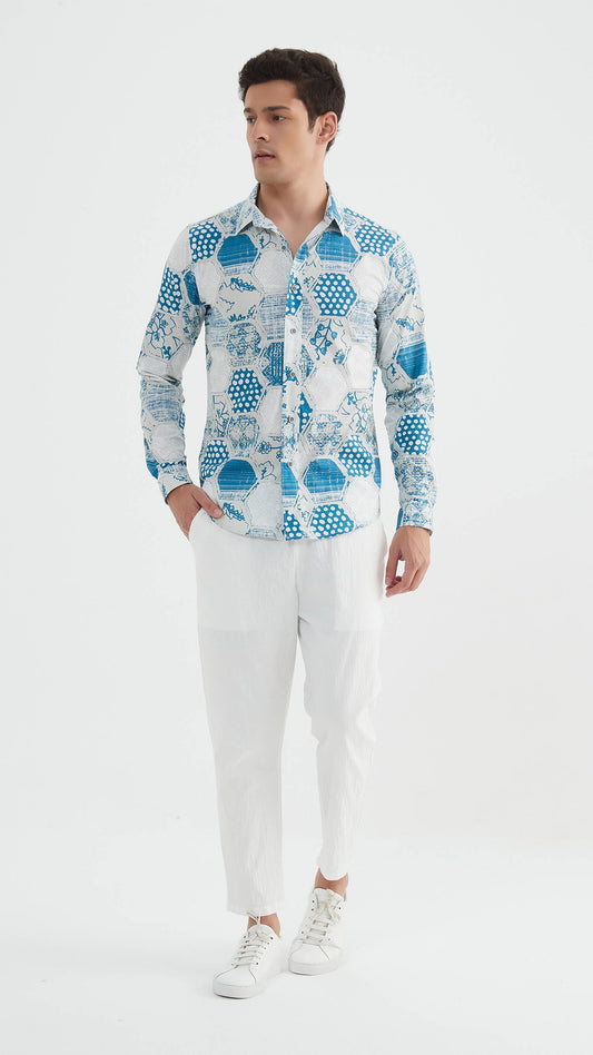 Camicia slim fit stampata premium