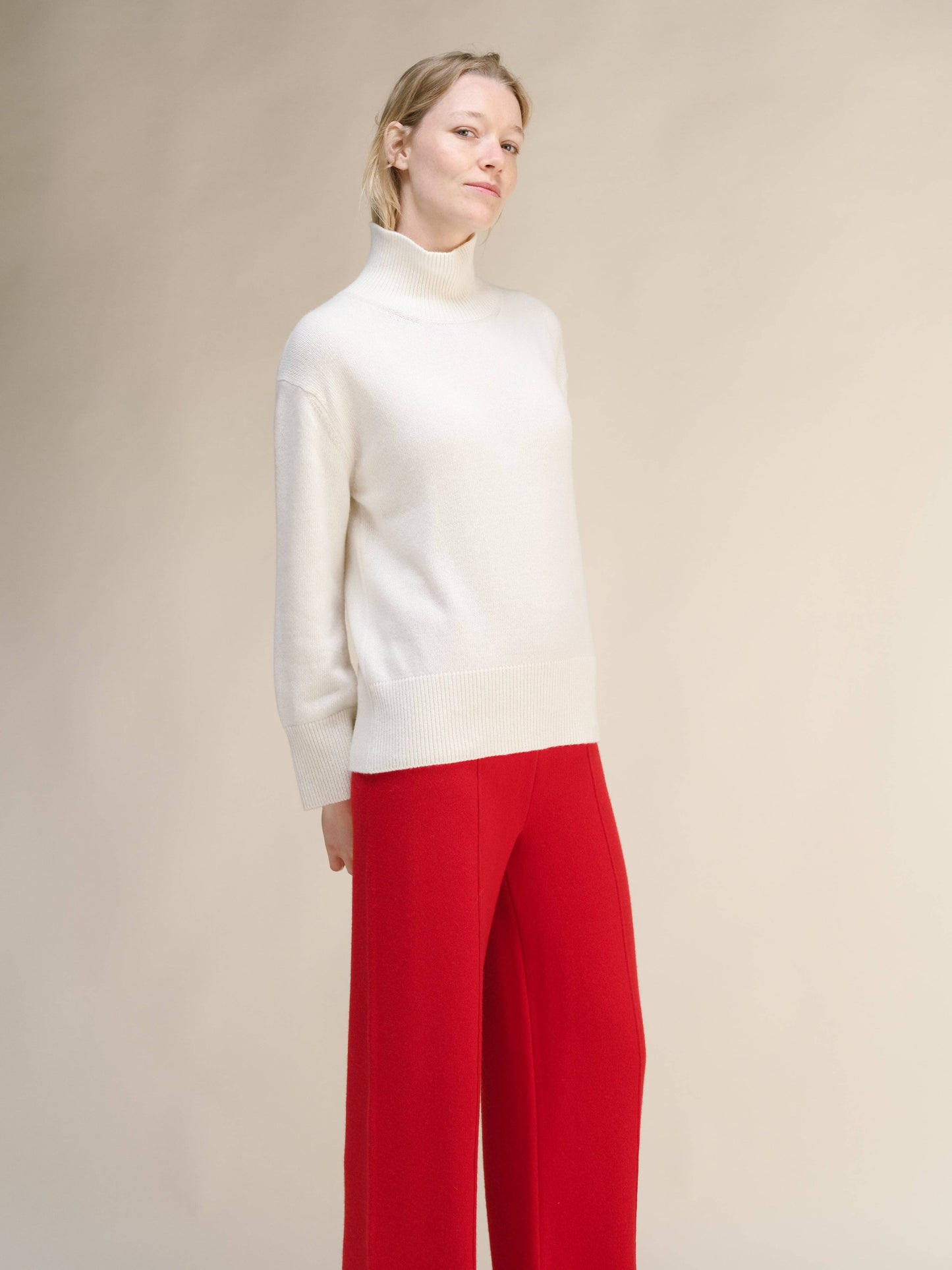 Maglione dolcevita lungo in misto cashmere