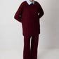 Set in maglia a trecce bordeaux