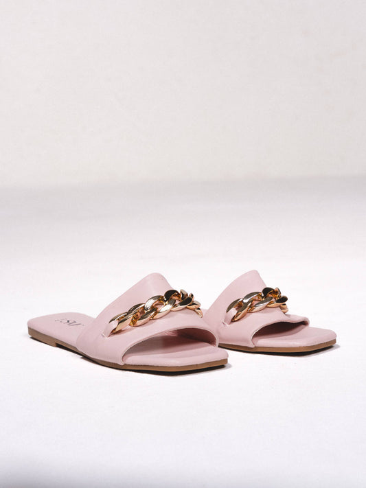 Sandali flat con catena metallica