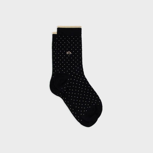 Calze a pois in cotone pettinato beige