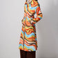 Trench coat in cotone con cintura e stampa astratta Colorwave