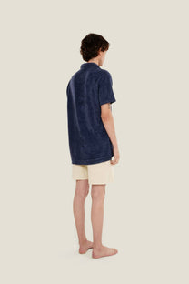Camicia in spugna blu scuro a maniche corte