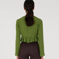 Blusa corta verde con fiocchi e volant