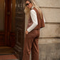 Gilet con paillettes a quadri multicolore