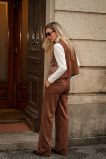 Gilet con paillettes a quadri multicolore