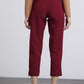 Pantaloni cropped bordeaux con bottoni dorati
