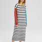Abito maglione midi a righe color block