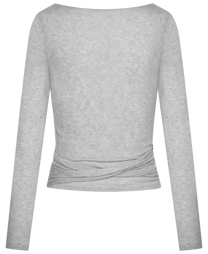 Maglia avvolgente Anne in lana grigio chiaro mélange