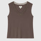 Top senza maniche Asturie marrone con pizzo