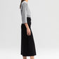 Gonna jeans a linea midi nera con bottoni
