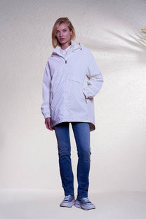 Parka lungo stampato con cappuccio rimovibile