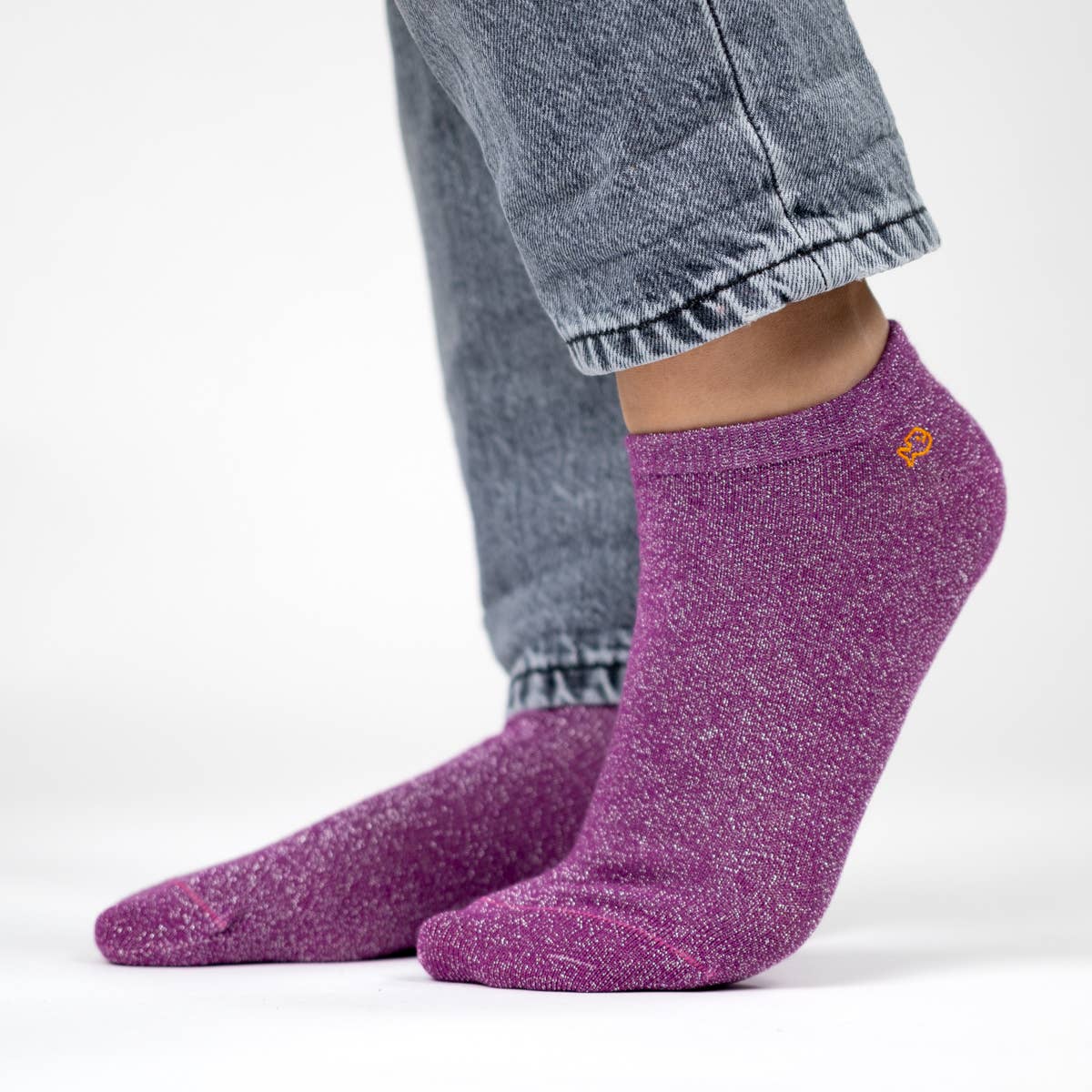 Calzini corti glitter viola