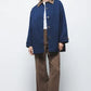 Trench coat semplice con colletto a contrasto in velluto a coste