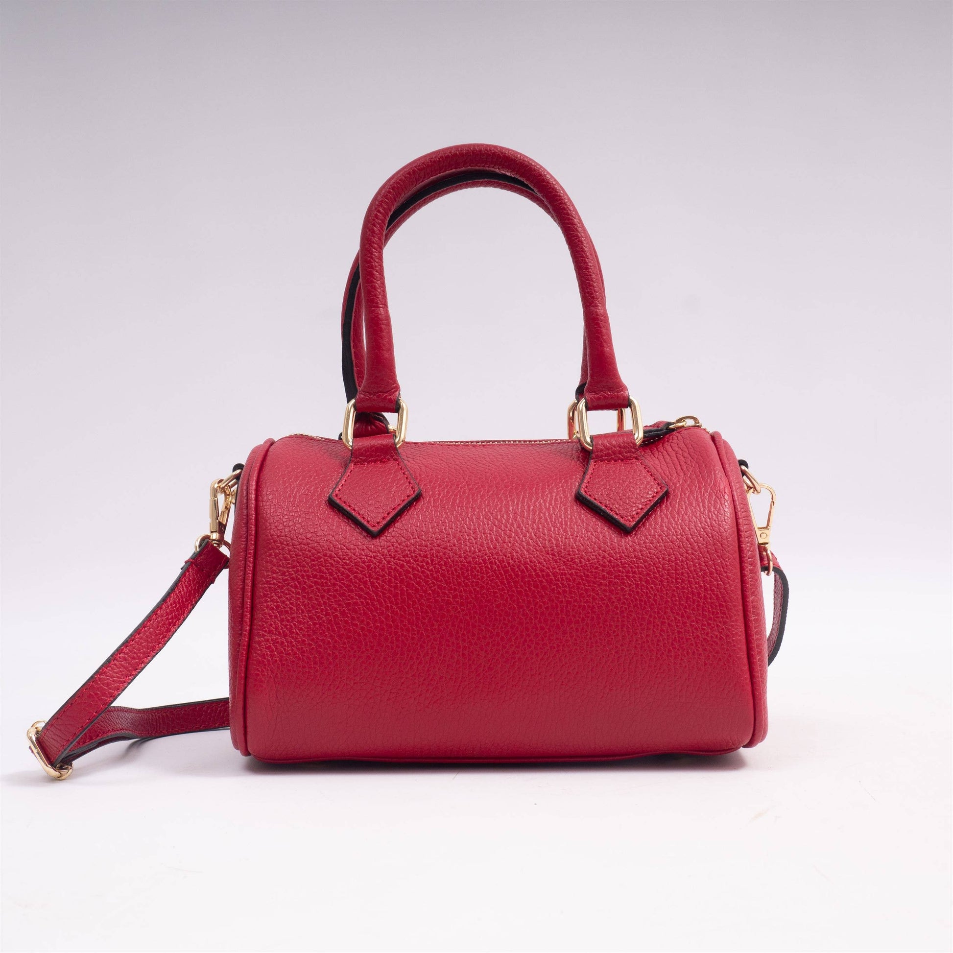 Borsa bauletto in pelle martellata con tracolla
