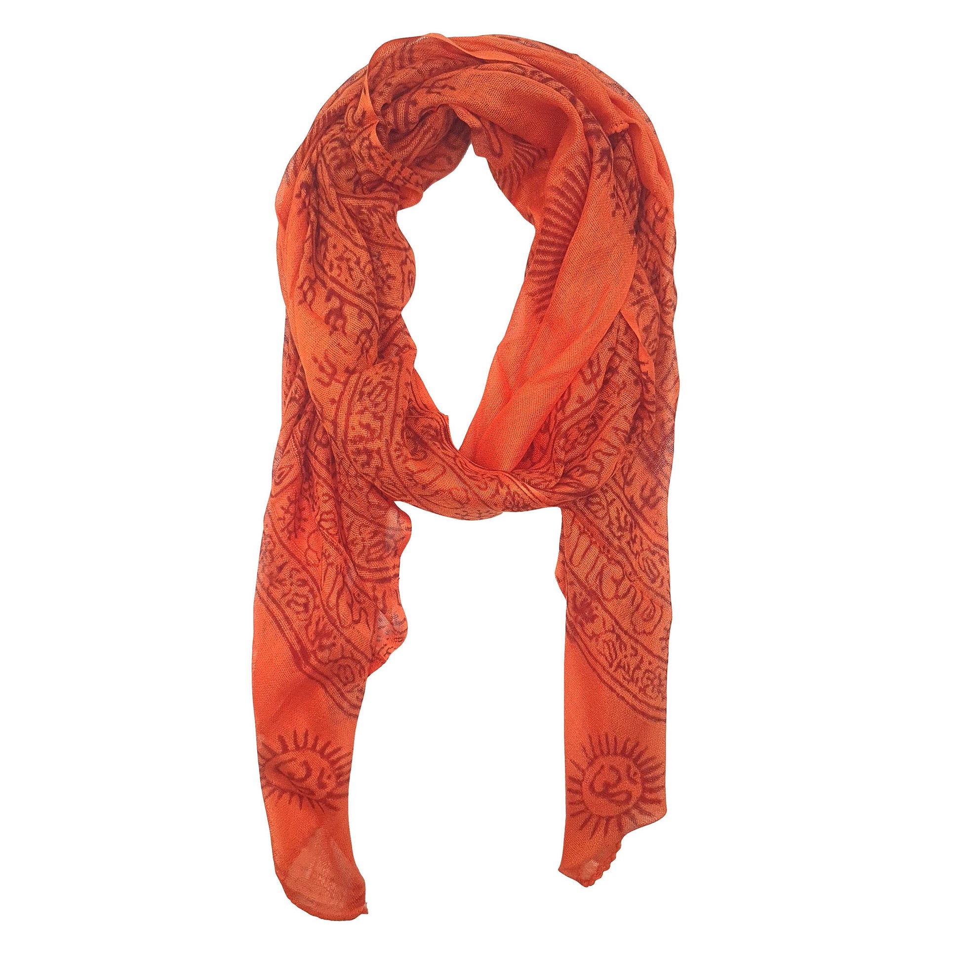 Foulard estivo boho in viscosa arancione