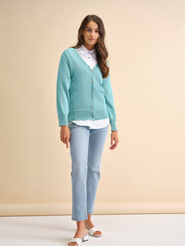 Cardigan bicolore in maglia
