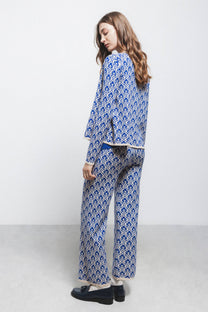 Pantaloni in maglia jacquard a motivo geometrico