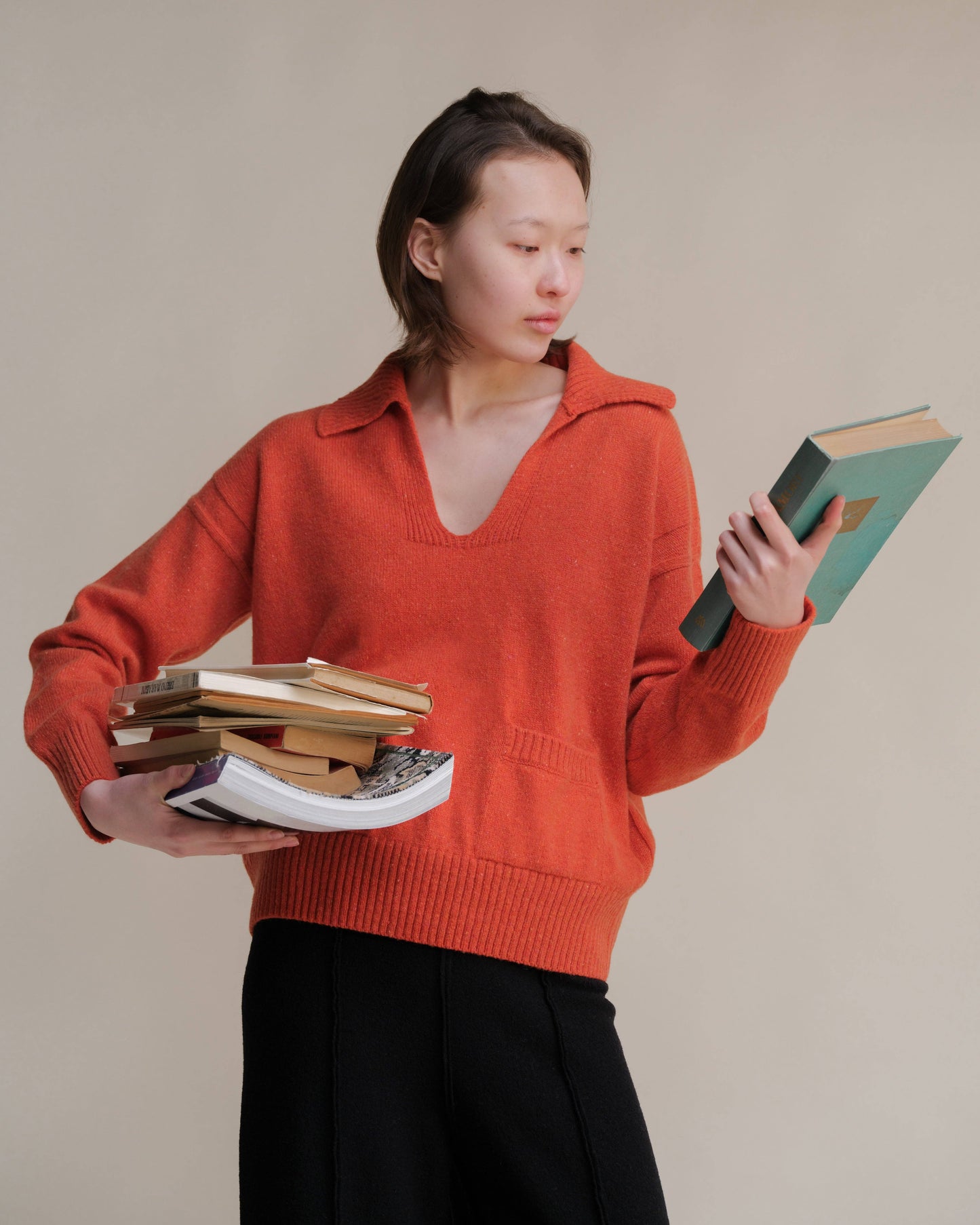 Polo oversize in tweed con tasche