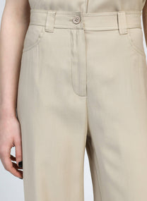 Pantaloni a zampa beige a vita alta
