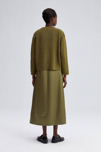 Cardigan in maglia kaki con bottoni dorati