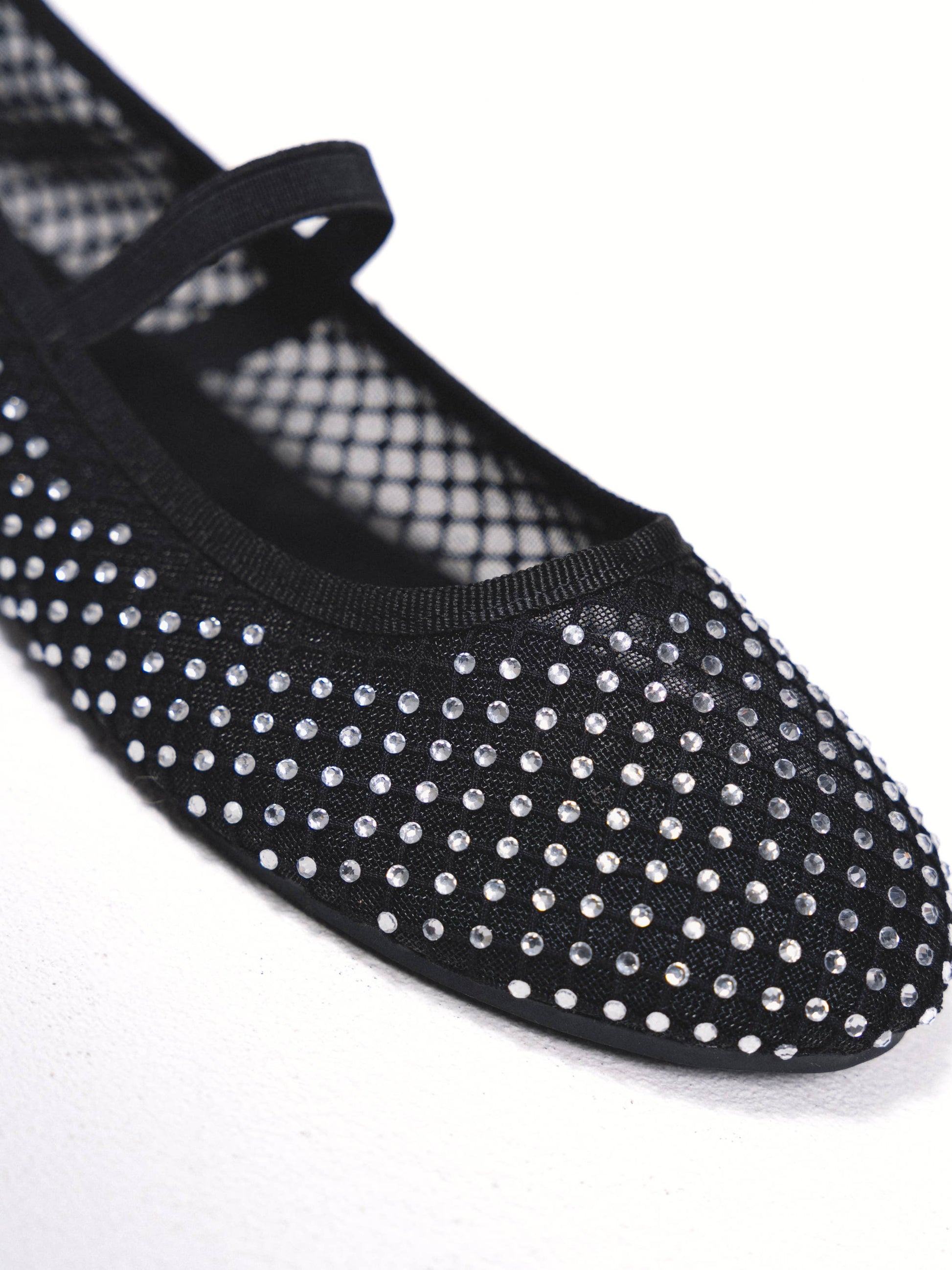 Ballerine scintillanti con fascia elastica e strass