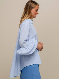 Blusa a righe con volant rinforzati