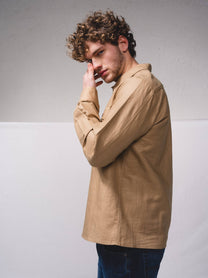Camicia uomo in misto lino con doppie tasche