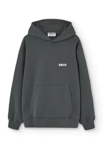 Felpa hoodie nera effetto vissuto oversize