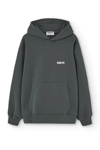 Felpa hoodie nera effetto vissuto oversize