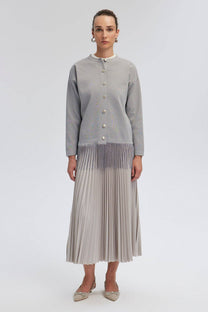 Cardigan in maglia con frange argento