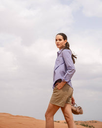 Camicia oxford lilla antimacchia in cotone